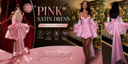Shiny Short Pink Prom Dress Bow Back Spaghetti Strap Mini Party Dresses A-Line Satin Birthday Dress For Woman 2026 Customized
