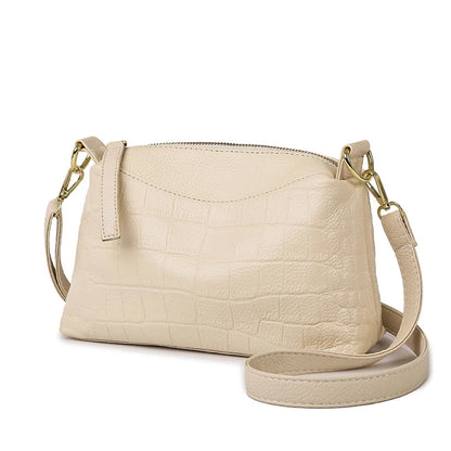 100% Genuine Cowhide Crocod Pattern Luxury Shoulder Bags For Women Designer Solid Color Soft Crossbody Bag Handbags Purses Sac