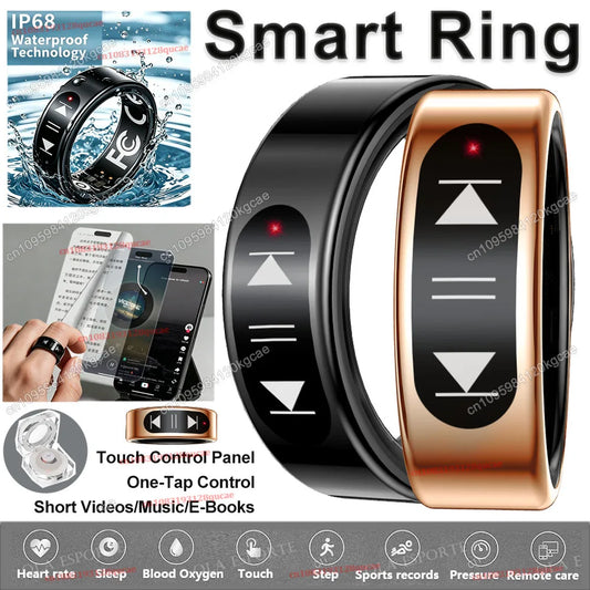 Smart Ring Video Controls,Sswipe up/down to turn pages,Music controls,Heart Rate Blood Oxygen Monitor,5ATM Waterproof Rings 2026
