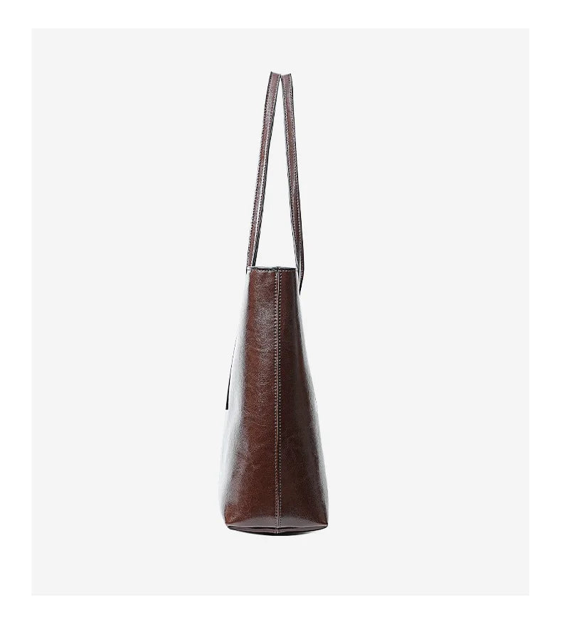 Luxury Women Leather Tote Bag Top Layer Cowhide Large Capacity Fashionable Handbag Brand Designer Shoulder Bag 2025 New Handbag
