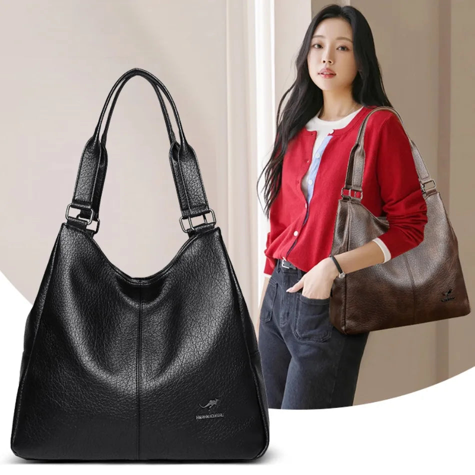 Three Layers Genuine Brand Tote Bag Luxury Handbags for Women Mom Shoulder Hand Bag Designer Top Quality Soft Leather Sac New