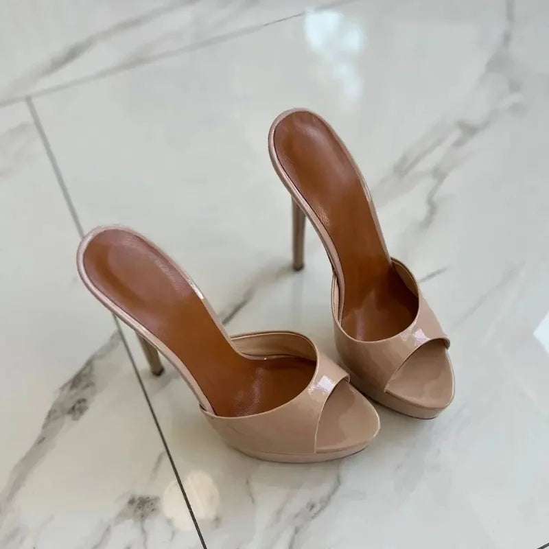 Summer Women's Pointed Toe Open Toe Stiletto Cool Slippers Fashion Women's Wedding Dance Shoes  Luxury Sandals Slippers