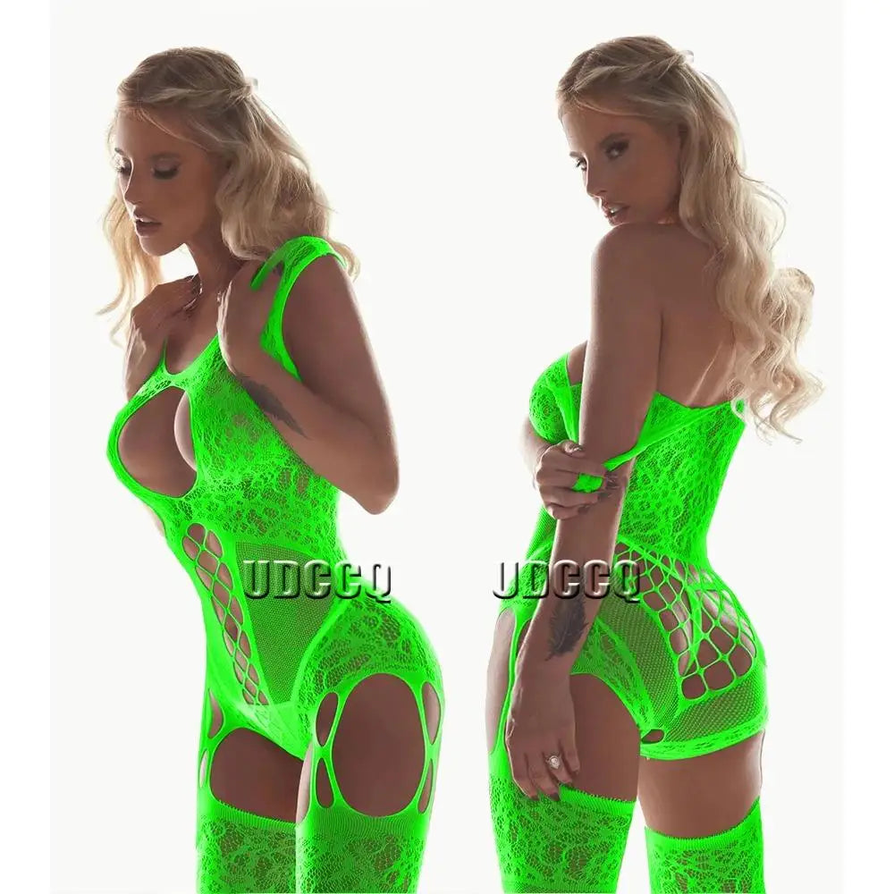 Sexy Sleepwear Lingerie Sheer Babydoll Underwear Body Stocking Chemises Catsuit Bodysuits Plus Size Nightgown Bodysuit