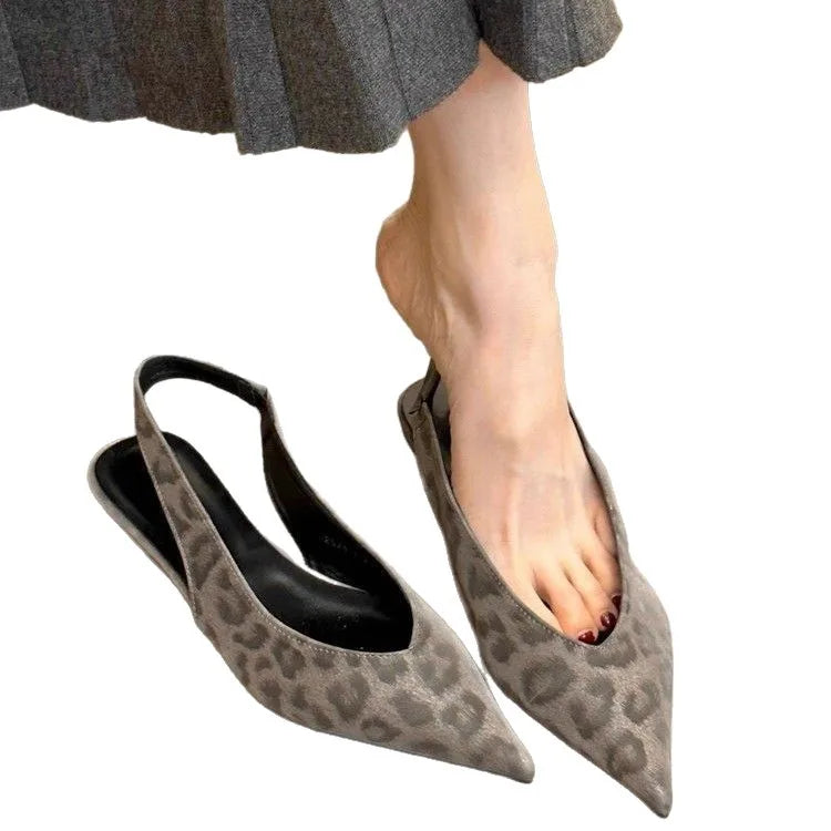 Leopard Women Heeled Sandals Sexy Pointed Toe Woman Shoes Elegant Summer 2026 Fashion Slides Luxury Brands New Mujer Sandalias