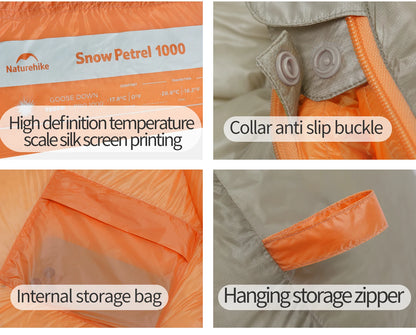 Naturehike Snowbird Pro Goose Down Sleeping Bag Winter Sleeping Bag Ultralight Hiking Camping Goose Sleeping Bag Thickened Cold