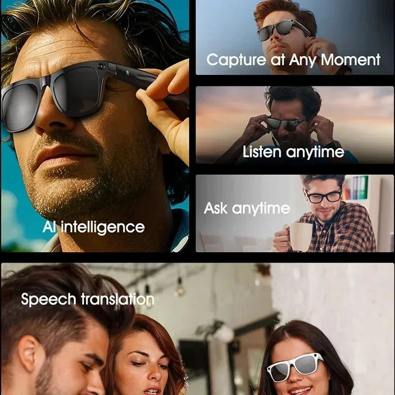8K AI Smart Glasses With 100MP Camera Chat GPT Touch Sport Sunglasses Bluetooth Call Video Music Player ForMen Women