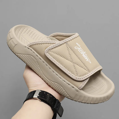 Leisure Walk Mens Slippers Outdoor Leather Male Slides Sneakers Summer Beach Shoes Sandals for Male Large Size Casual Half Drag