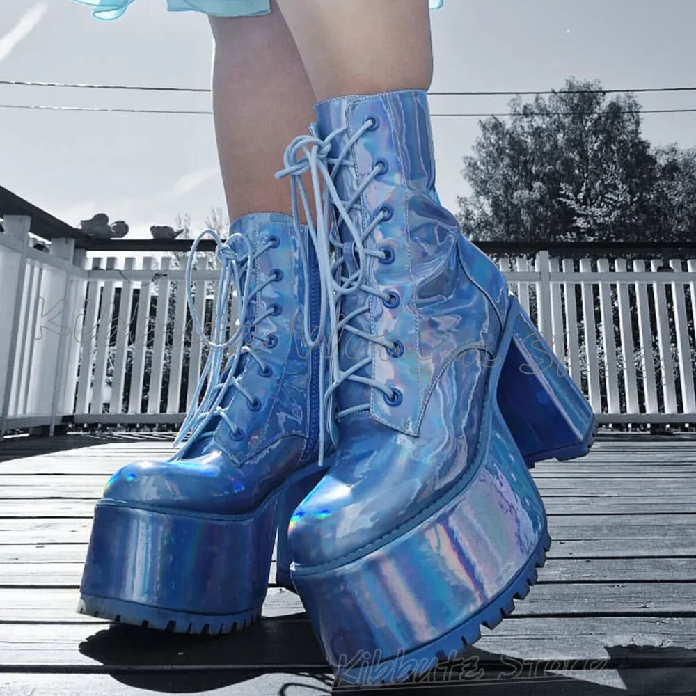 Modern Ankle Platform Boots Leather Solid Color Fashion Luxury Elegant Concise Sexy Elegant Spicy Girls Shoes Round Toe Heel New