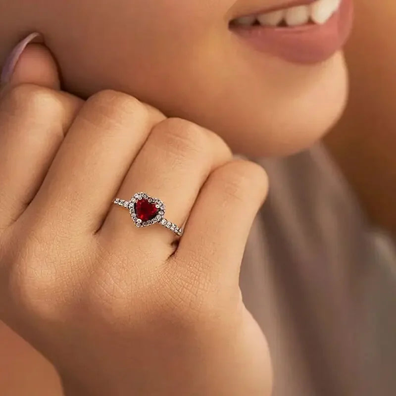 Gorgeous Zircon Romantic Love Heart Ring for Women Engagement Wedding Real 925 Sterling Silver Luxury High Quality Fine Jewelry