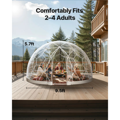 SucceBuy Garden Dome Tent Weatherproof Geodesic Dome Greenhouse with Window PVC Igloo Tents for Backyard Patios Camping Party