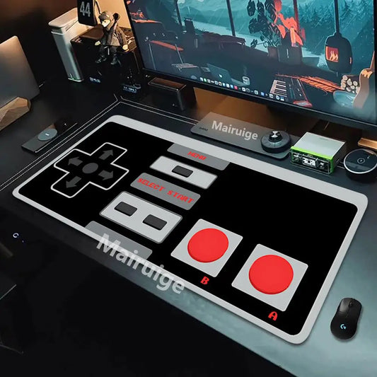 Retro Game Controller Large Mouse Pad HD Anti-Slip Rubber Base Washable XXL Desk Mat with Precision Edges for Gaming Office Work