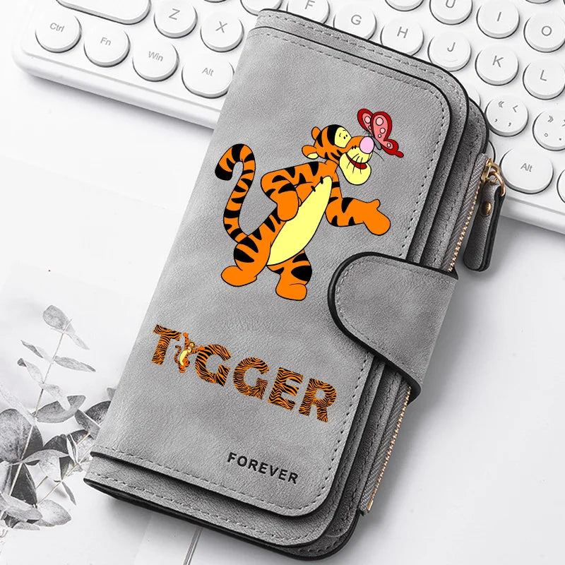 Winnie the Pooh Long Zip Wallet Multi-Card Cute Cartoon Pattern Soft Texture Wallet for Women Large Capacity Lady Clutch Bag