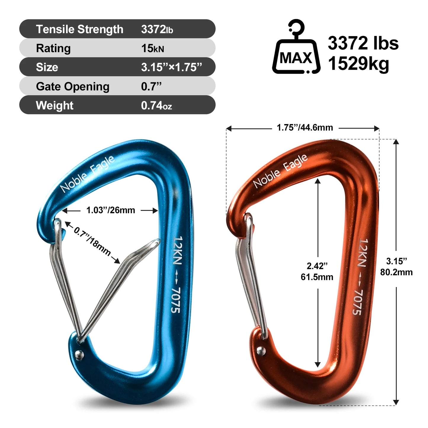 6Pcs 12kn Carabiner Set D Ring Heavy Duty Aluminum Tactical Carabiners Clips Camping Hiking Climbing Hook Hammock Outdoor Gear