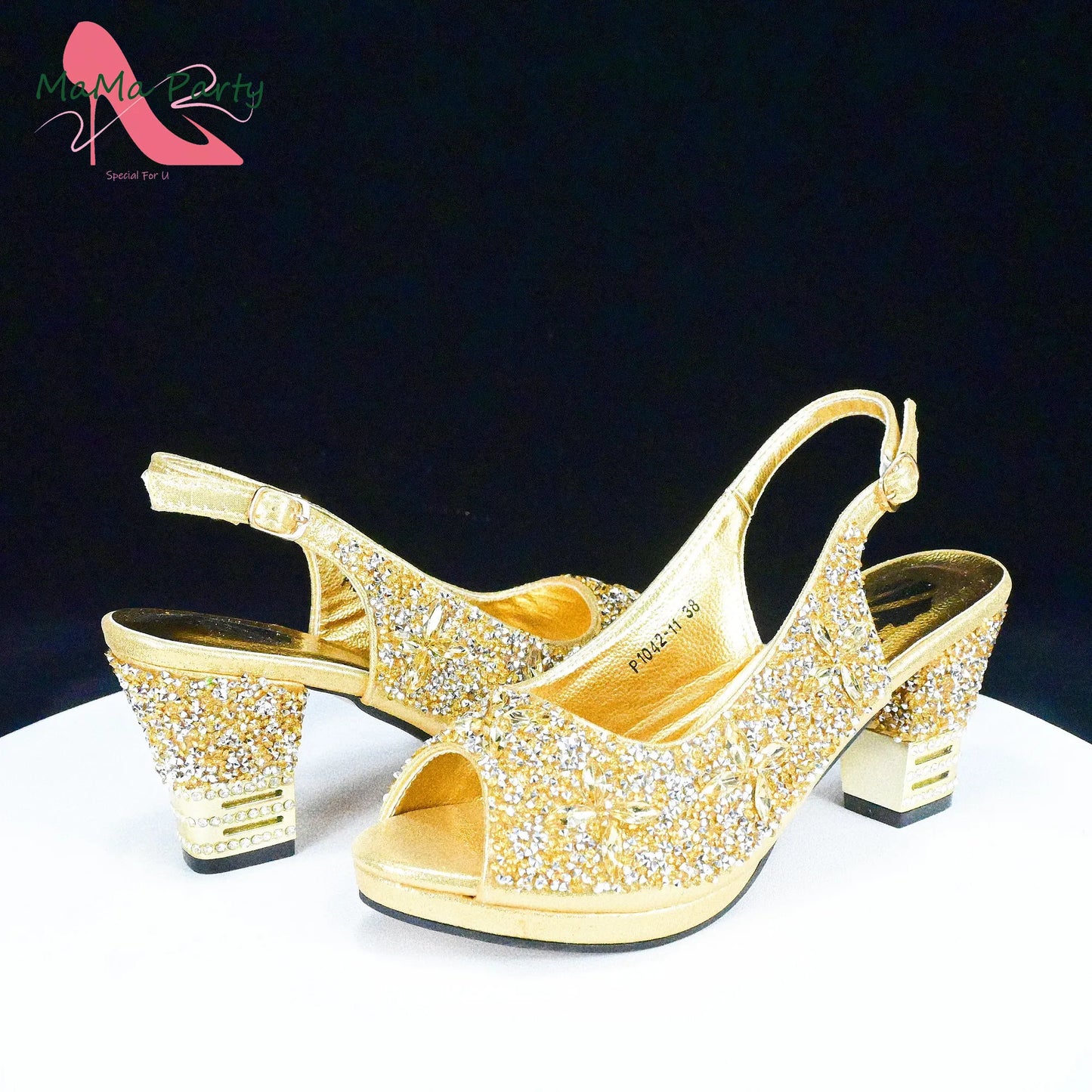 2025 Fashion Style Nigerian Ladies Lovely Shoes and Bag to Match Set in Gold Color Specials Pumps for Dress
