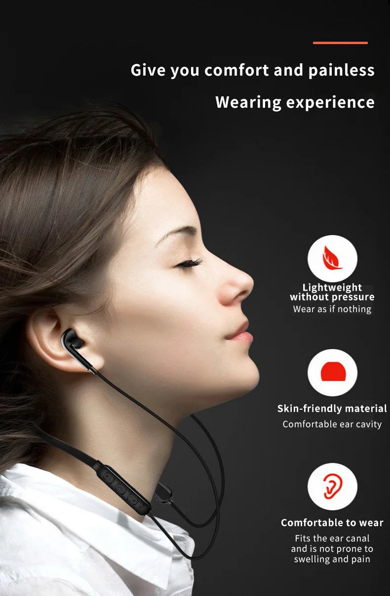 Wireless 9D Bluetooth Headset Neck Hanging Stereo Noise Reduction Universal 5.0 In Ear Sports Headset Microphone For Smart Phone