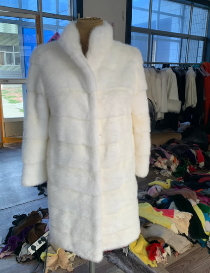 Real Mink Fur Coat Natural Women's Winter Long Leather Jacket Luxury Women's Clothing 2025 Mink Fur Coat Women's Bottom Detachab