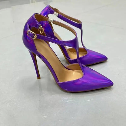 Purple Sandals With Heels For Woman Luxury Party Elegant Dress Shoes Summer Pointy Toe Sexy Sandals Lady 8CM 10CM 12CM Stilettos
