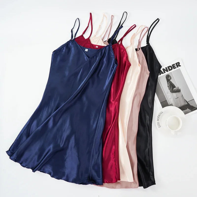 Women's Solid Nightgown Simple and Comfortable Silky Smooth Skin Friendly Available in Various Colors for a Good Night S Sleep