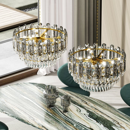 Modern K9 Crystal Chandelier Round Ceiling Fixtures Pendant Lights Living Room Bedroom