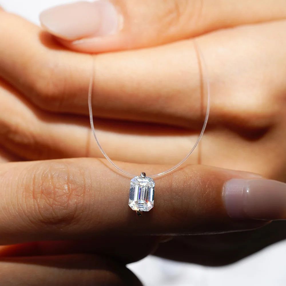 EWYA GRA Certified 1CT Marquise Cut Moissanite Pendant Necklace for Woman 925 Silver Fishing Line Water Drop Diamond Necklaces