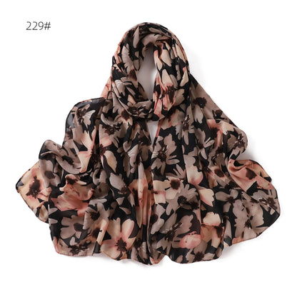 66 Colors Pearl Chiffon Printed Hijab Scarf New Fresh Small Floral Polka Dot Sunscreen Silk Scarf Shawl Turbans for Women Hijabs