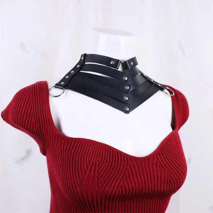 Black Sexy Trendy Rock Gothic Collar Necklaces Jewelry Gothic Leather Belt Rivets Harajuku Punk Choker Necklace for Women Gift
