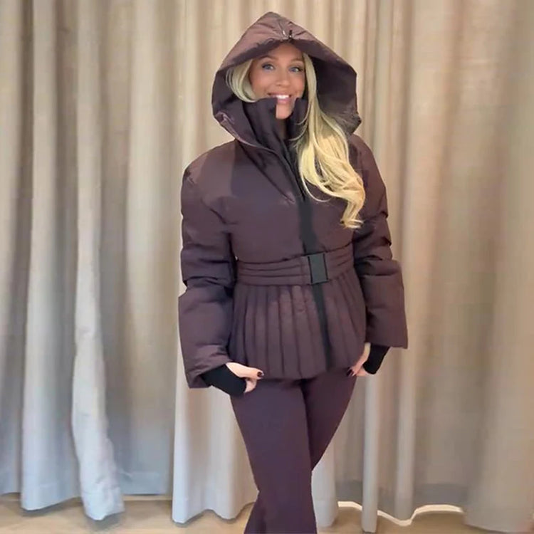Detachable Sleeve Hooded Quilted Jackets 2026 Winter Ladies Solid 2-in-1 Zippers Waistcoat Cotton Coats Women's Warm Outwear