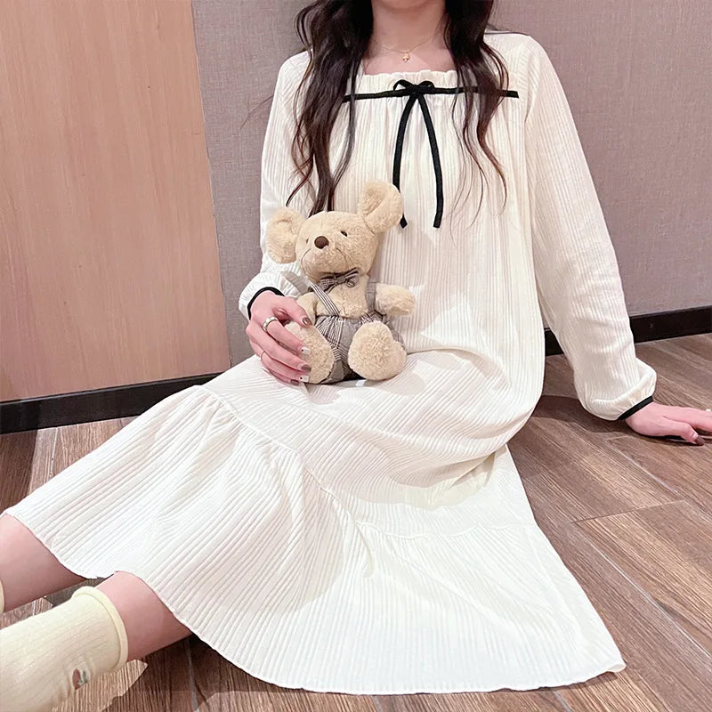Women's Pajamas Nightgowns New Nightgowns Spring And Autumn Summer Pajamas Homewear Cute Sweet Students Long Nightgowns Homewear