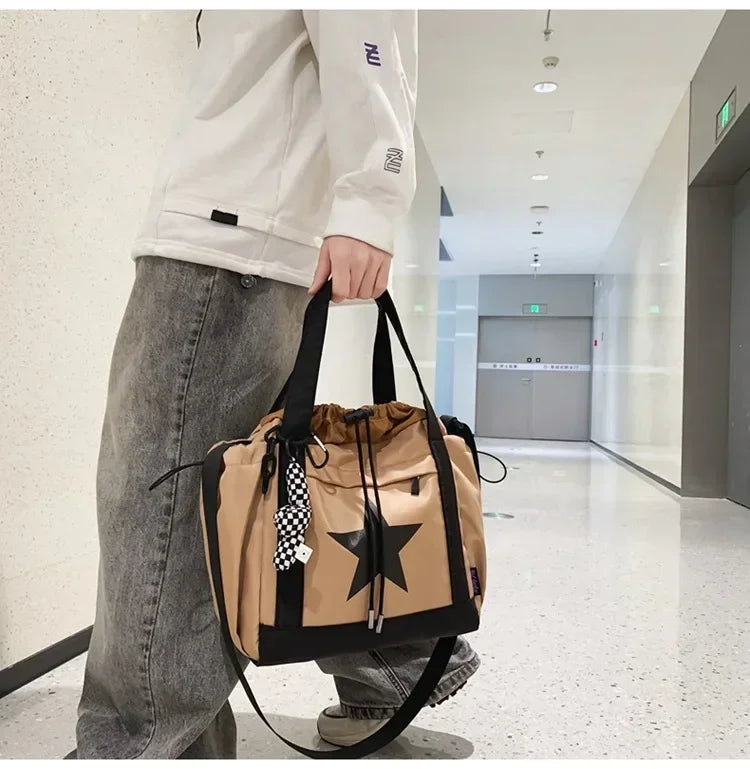 Women New Crossbody Bag Wholesale Large Capacity Couple Shoulder Bag New Casual Nylon Tote Bag Luxury Drawstring Handbag 2025