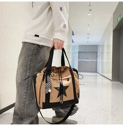 Women New Crossbody Bag Wholesale Large Capacity Couple Shoulder Bag New Casual Nylon Tote Bag Luxury Drawstring Handbag 2025