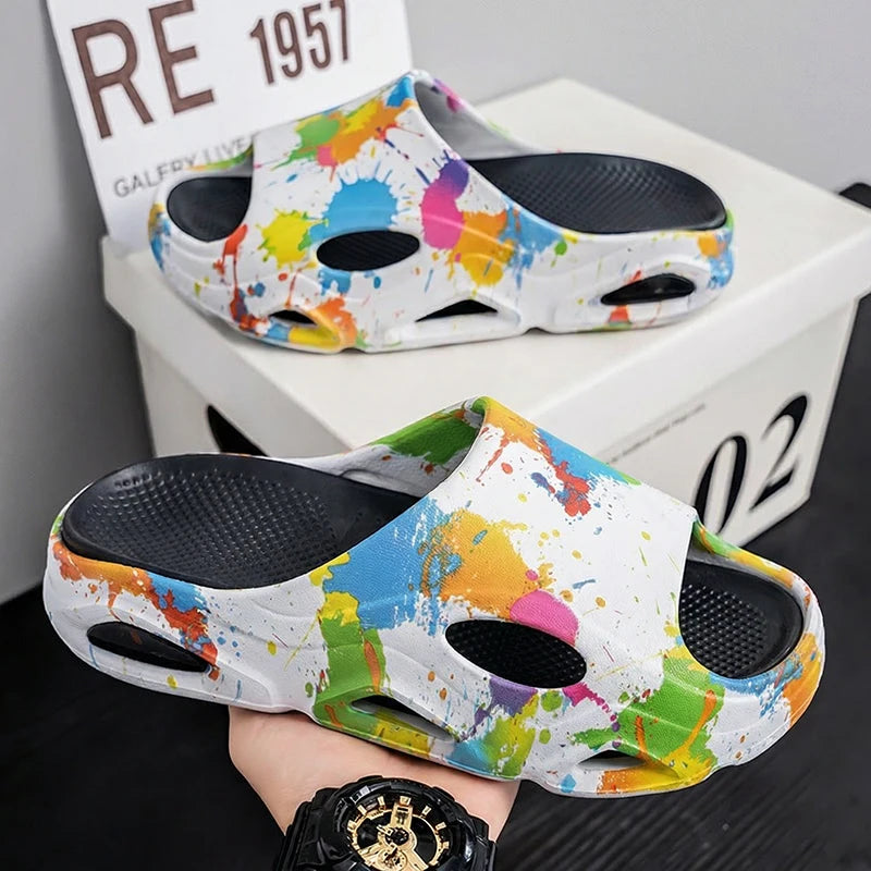 Summer New Men's Women's Light Platform Massage Slippers Unisex Couple Sandals Beach Casual Slides Shoes Soft Sole Flip-flops