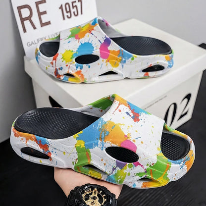 Summer New Men's Women's Light Platform Massage Slippers Unisex Couple Sandals Beach Casual Slides Shoes Soft Sole Flip-flops