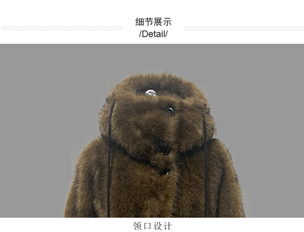 Nerazzurri Winter Short Oversized Thick Warm Shaggy Fuzzy Faux Fox Fur Coat Women Pockets Single Breasted Fluffy Hooded Jacket