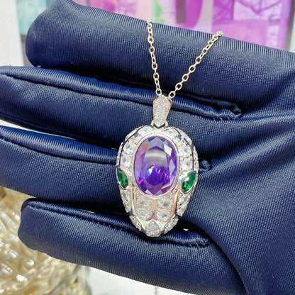 Vintage Snake-Shaped Haute Couture Jewelry Set Purple Crystal a Beautiful Gift for You Or Someone Special
