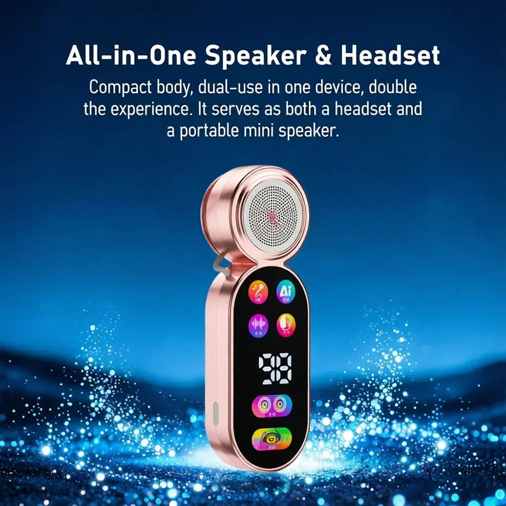 KEBIDUMEI 2-in-1 Wireless Earbuds & Portable Speaker Bluetooth 5.4 Headphones Digital Display Headsets Mini Speaker Earphones