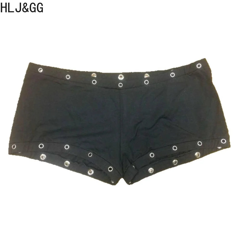 HLJ&GG Trend Fashion Letter Print Rivet Tshirts Two Piece Sets Women O Neck Sleeveless Top And Shorts Outfit Y2K 2pcs Streetwear