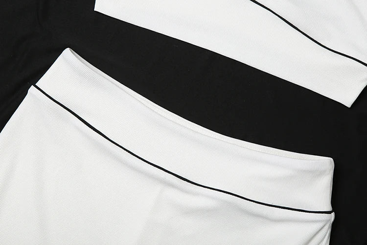 kliou Summer Matching 2 Piece Set Women Stripe Panelled Square Neck Camis+High Waist Slim Skirts Female Coordinate Active Outfit