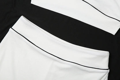 kliou Summer Matching 2 Piece Set Women Stripe Panelled Square Neck Camis+High Waist Slim Skirts Female Coordinate Active Outfit