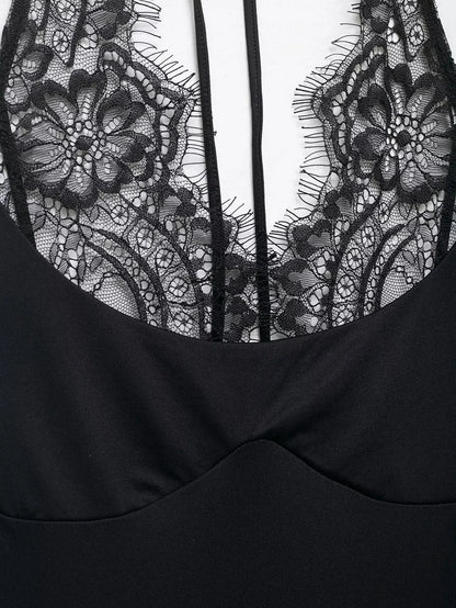 KONDALA Trendy Party Sexy Women Jumpsuit Patchwork Lace Halter Backless Bodysuit New Fashion 2026 Spring Summer Holiday Jumpsuit