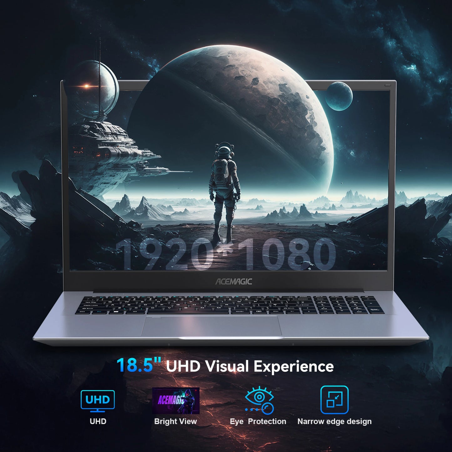 ACEMAGIC 18.5 Inch Laptop Intel Lake N150 16GB DDR4 512GB SSD FHD Windows 11 8000mAh Battery Expandable to 2TB Gaming Notebook