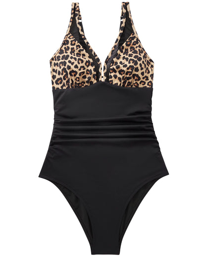 Women Sexy Mesh One Piece Swimsuit Tummy Control Ruched Slimming Shapewear Bathing Suits Lace Up Back Swimwear Monokini Mujer