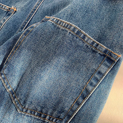 Women Denim Overalls Vintage Streetwear Loose Jumpsuit Korean Straight Wide Leg Pants Casual Jeans All Match Trousers