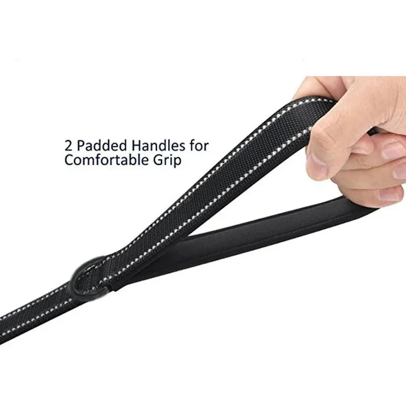 Dog Leashes Outdoor Travel Dog Training Chain Heavy Duty Double Handle Lead for Greater Control Safety Training Dual Handle