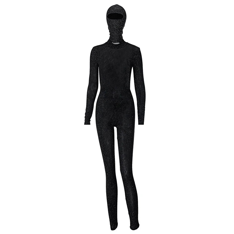 Women's Black Long Sleeve Backless Bodycon Jumpsuit Streetwear Romper Playsuit Solid Color Autumn Winter Fashion 2025