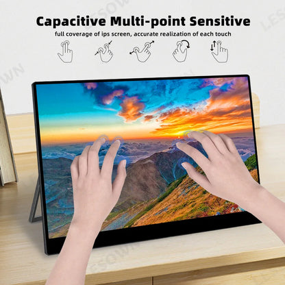 LESOWN 15.6 inch 4K Touchscreen Portable Monitor 1080P IPS USB-C HDMI Gaming Extended Display for Second Screen PS4/ 5 Switch