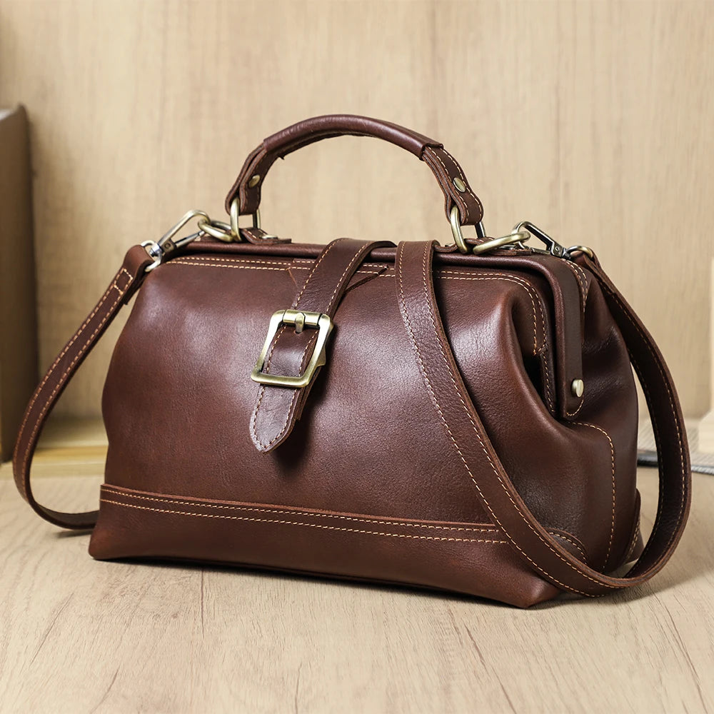 CONTACT'S Genuine Leather Sling Shoulder Bags for Women Luxury Designer Tote Bag Women‘s Bag Handbag Fashion Ladies’ Doctor Bag