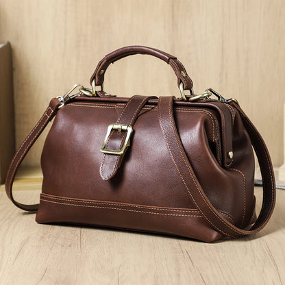 CONTACT'S Genuine Leather Sling Shoulder Bags for Women Luxury Designer Tote Bag Women‘s Bag Handbag Fashion Ladies’ Doctor Bag