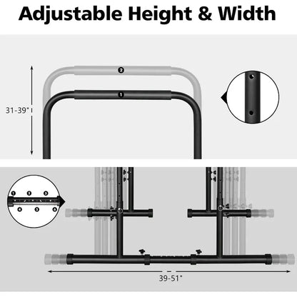 Adjustable Height Parallel Push Up Stand, Parallel Bar Station for Strength Training, Heavy Duty Steel Dip Stand Station, Home