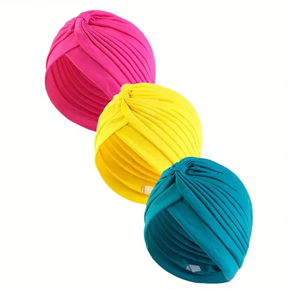 3pcs/set Fashion Ladies Twisted Turban Elastic Muslim Hijab Cap Solid Color Stretch Head Wrap Soft Chemo Beanie Head Cover