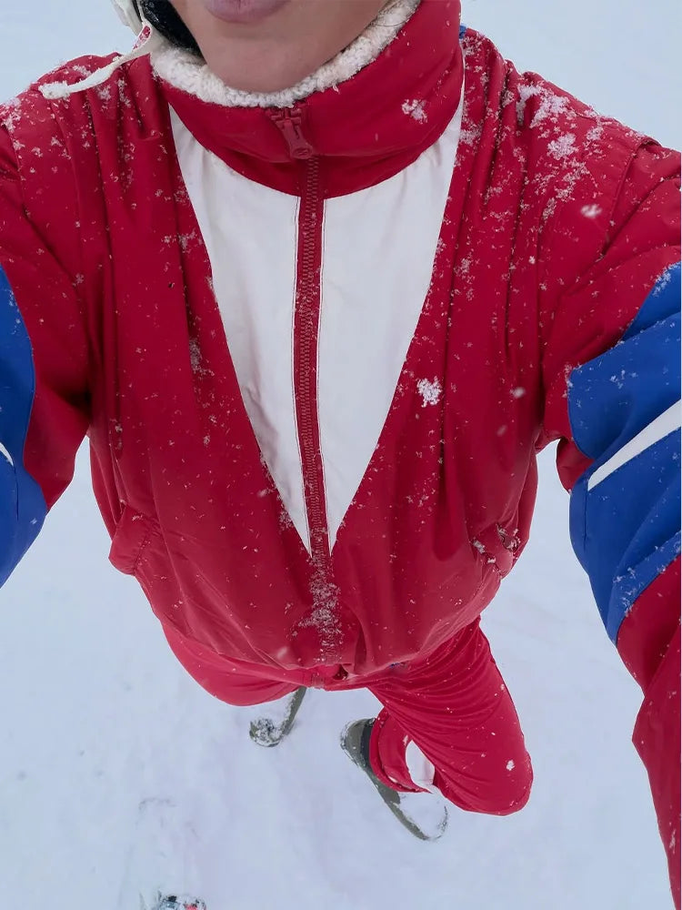 Casual Stand Collar Women Ski Jumpsuits Zippers Waist-Closed Thicken Lady Jumpsuit 2026 Autumn Winter Fashion Female Skiwear